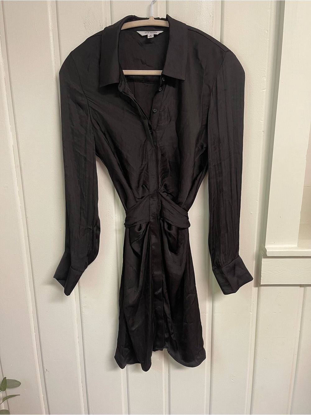 Steve Madden Satin Black Shirt Dress